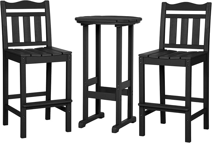 nalone Outdoor Bar Chairs and Table Set, HDPE Balcony Adirondack Chairs and by NALONE