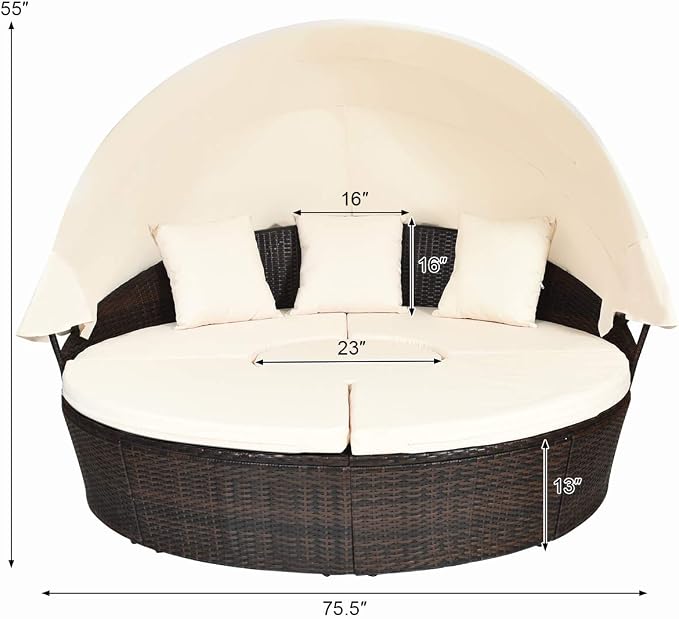 COSTWAY Patio Round Daybed - Image 2