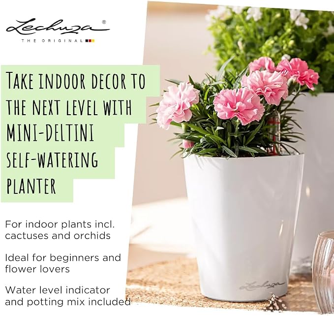 Lechuza MINI-DELTINI Scarlet Red High Gloss, Self-Watering Small Indoor Planter - Image 6