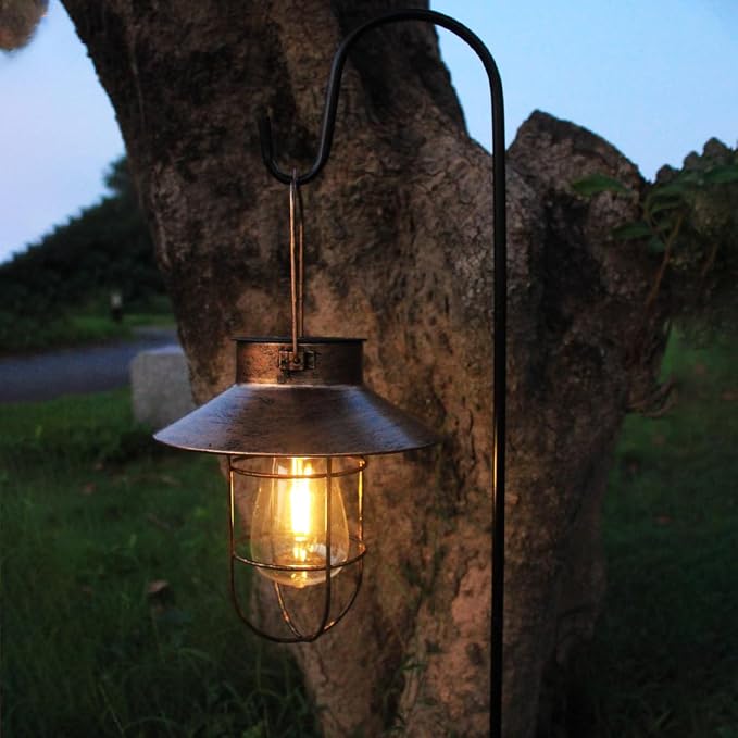 2 Pack Solar Lanterns, Outdoor Hanging Lights Metal - Image 5