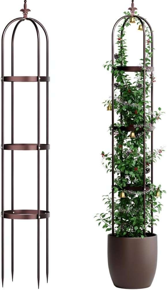Idzo Trellis for Climbing Plants Outdoor, Garden Trellis Steel, Obelisk Design by Idzo