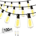 Outdoor Patio String Lights 100ft: ST38 LED Shatterproof Bulbs 3 Modes Button by Vozuji