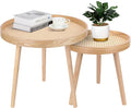 Round Coffee Table Set of 2, Natural Boho Coffee Tables, Small Mid Century by ZYBTtoCreateHappyMemories