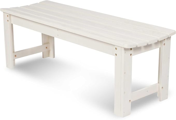 Shine Company Outdoor Wooden Backless Patio Garden Bench, 4 Ft, Eggshell White by ShineCompany