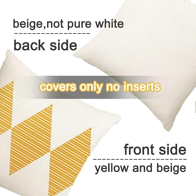 RABUSOFA Yellow and White Outdoor Pillows Waterproof, 18x18 inch Boho Summer - Image 2