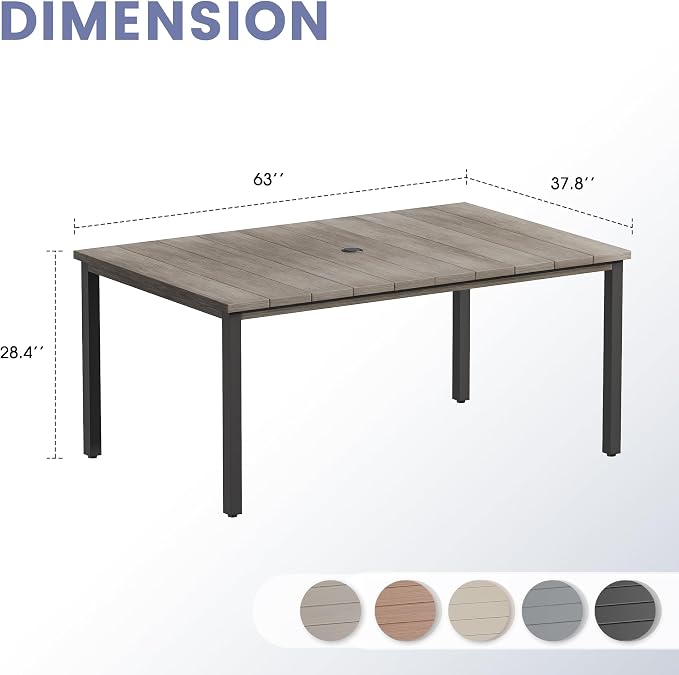 VICLLAX Outdoor Table for 6, Metal Patio Dining Table - Image 2