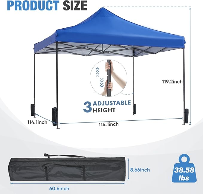 NEWBULIG 10x10 FT Pop Up Canopy Easy Up Tents - Image 2