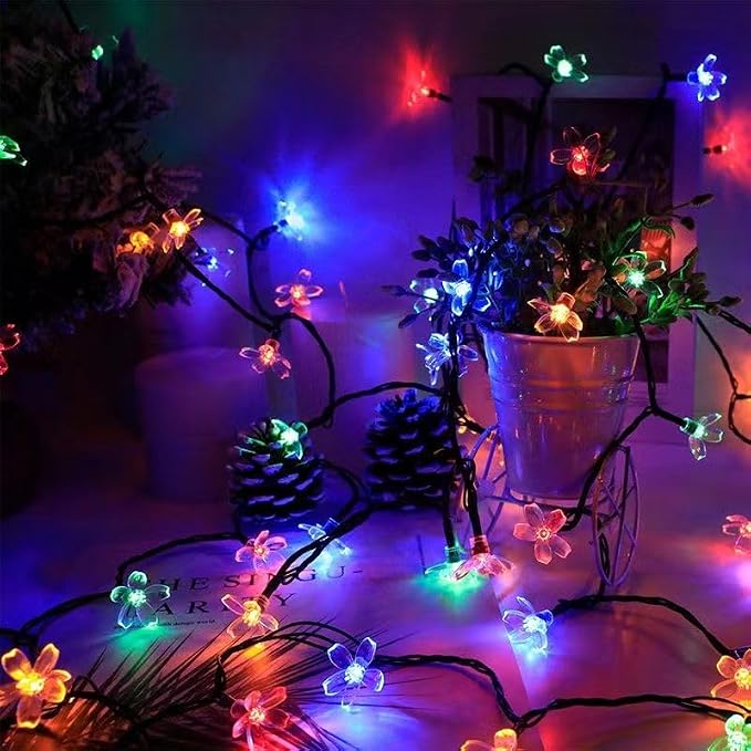 Solar String Lights for Outside，100 LED Solar Flower Lights Outdoor Waterproof - Image 2