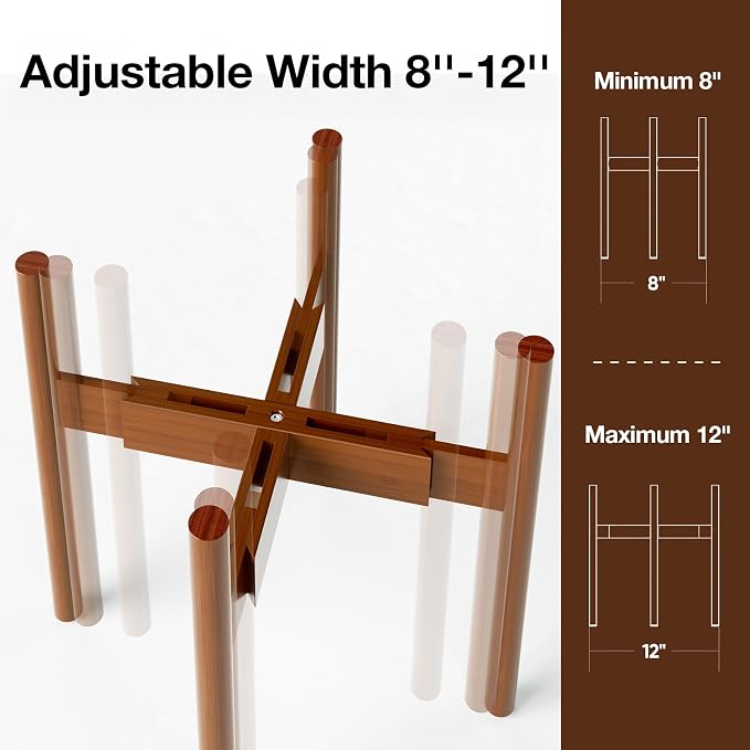 MUDEELA Plant Stand for Indoor Plants: Adjustable Width Fits 8-12 Inch Pots - Image 2