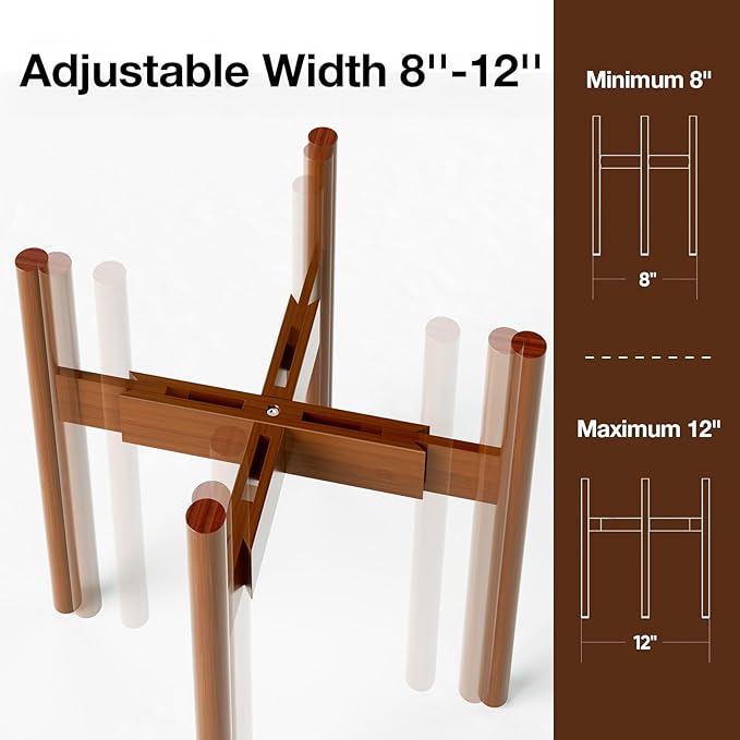 MUDEELA Plant Stand for Indoor Plants: Adjustable Width Fits 8–12 Inch Pots - Image 2