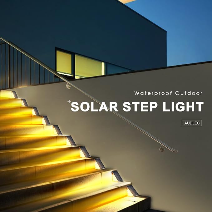 LED Solar Step Lights Waterproof Outdoor Stair Lights, Warm White Solar Deck - Image 6