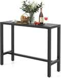 COSTWAY Outdoor Bar Table 48-inch Wide, Narrow Counter Height Dining Table by COSTWAY