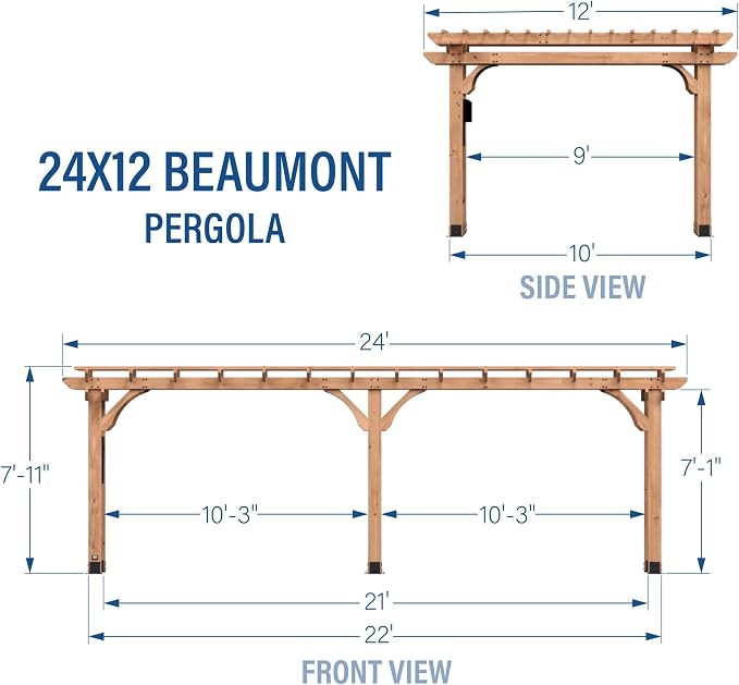 Backyard Discovery Beaumont 24' x 12' Traditional Cedar Wood Pergola Kit - Image 3