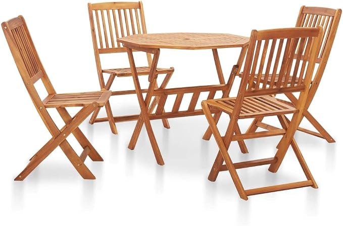 vidaXL Folding Dining Set 5 Piece, Patio Furniture Set, Outdoor Dining Set by vidaXL