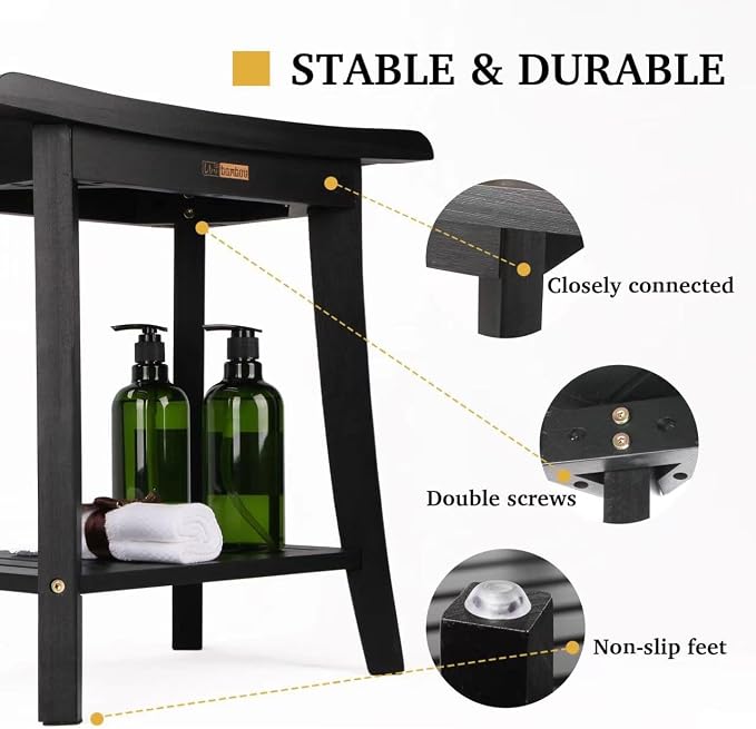 Bamboo Shower Bench Inside Shower Stool - Image 4