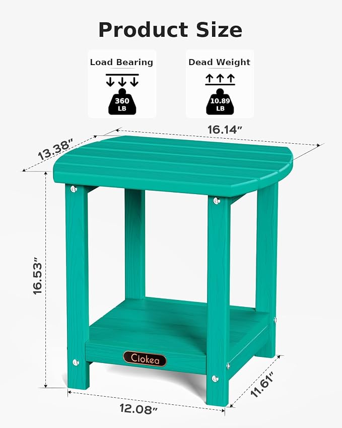 Ciokea Adirondack Outdoor Side Table 2 Pack, 2-Tier Sturdy Patio End Table - Image 3
