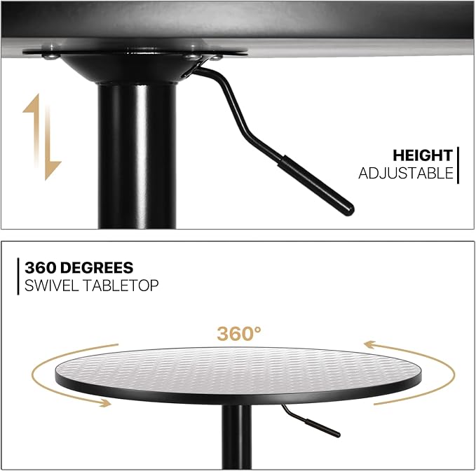 MoNiBloom Pub Round Table Silver Stripe Top - Image 4