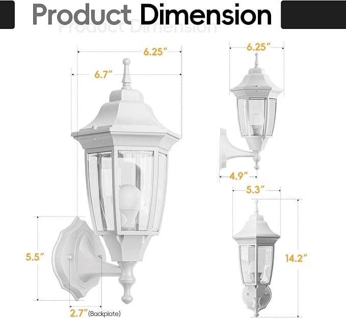 EMART Outdoor Front Porch Light, Exterior Anti-Corrosion, Waterproof Aluminum & - Image 5