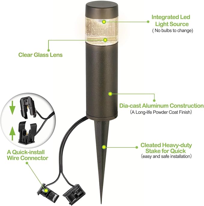 hykolity Low Voltage Landscape Lights, 3W 191LM 12V LED Round Bollard Light - Image 3