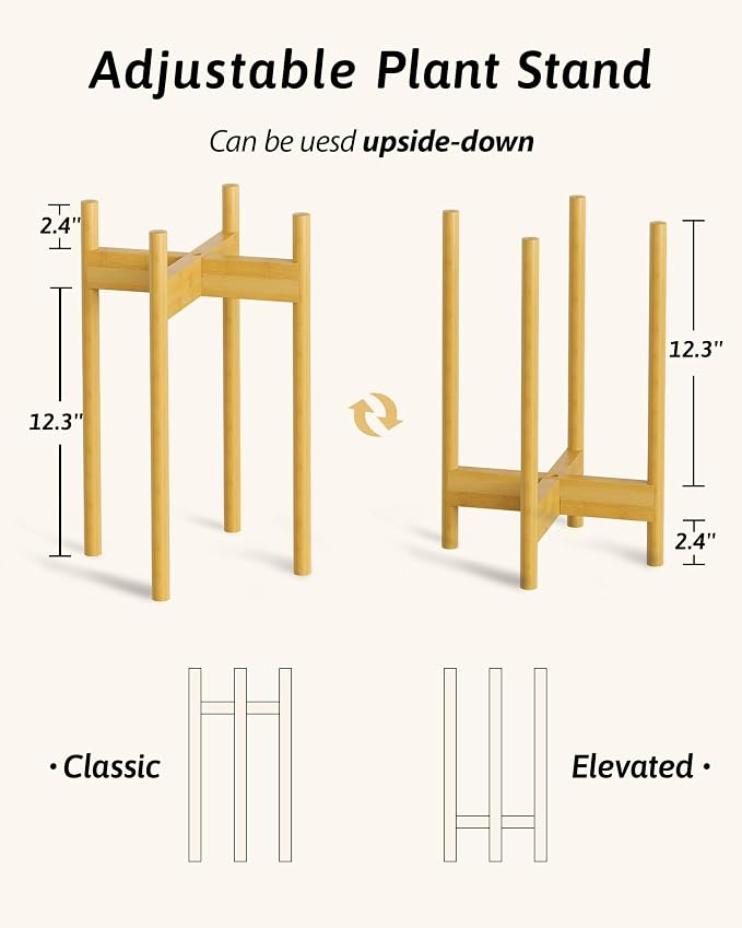 Adjustable Plant Stand Indoor, Bamboo Plant Stand Fits 8 9 10 11 12 Inches - Image 4