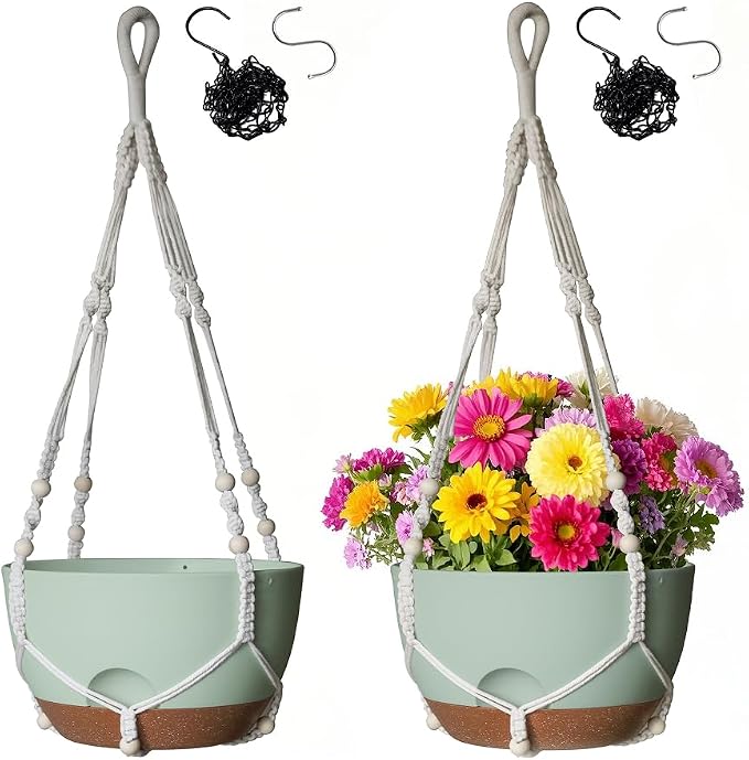 12 Inch Hanging Baskets for Plants Outdoor, Hanging Planters for Indoor Outdoor by LesOasis