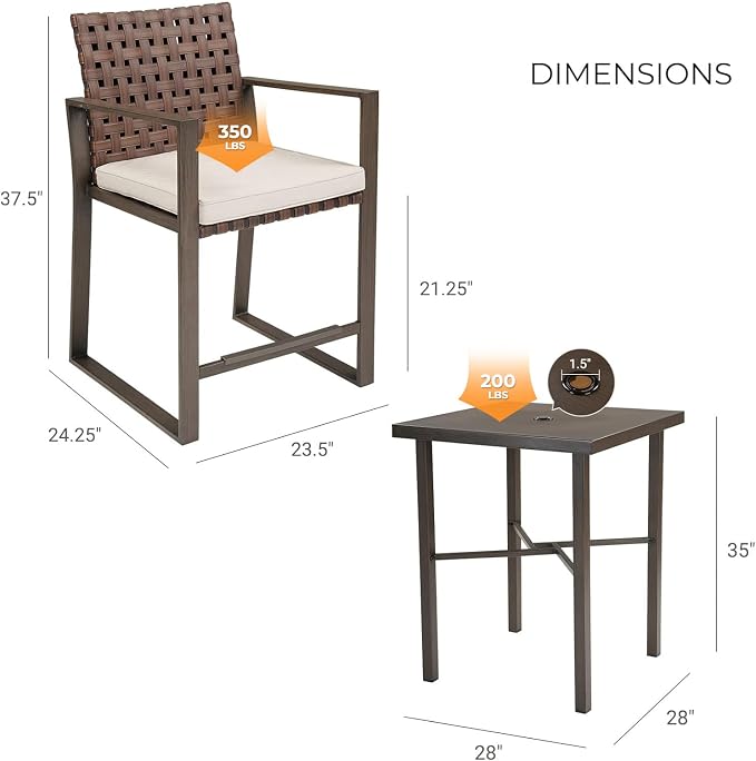 Grand patio 3-Piece Outdoor Counter Height Bar Set - Image 8