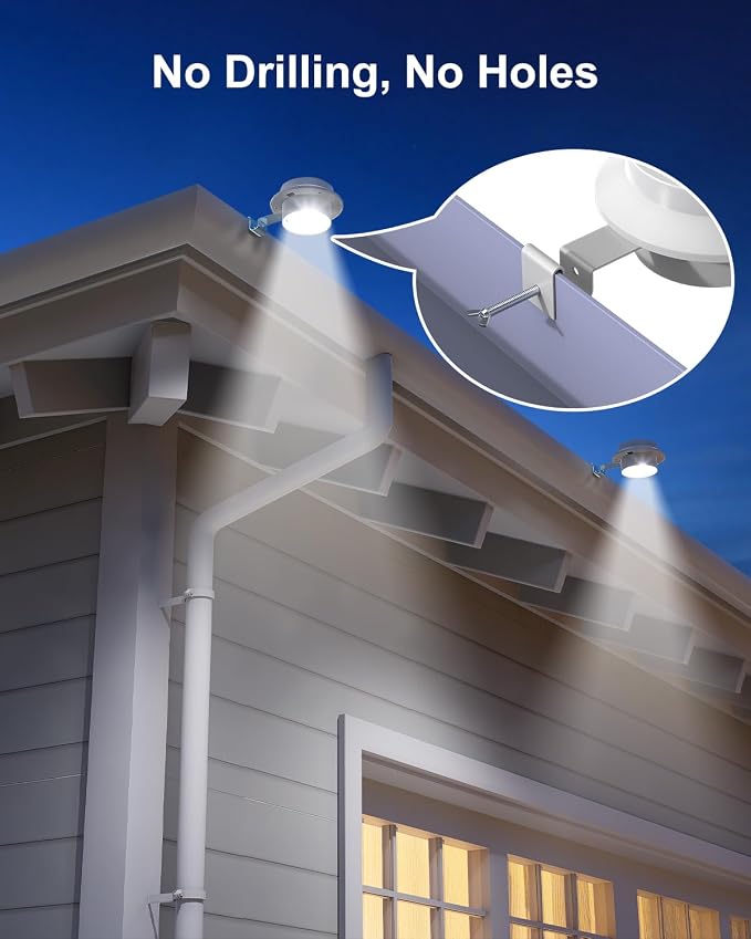 8 Pack White Solar Powered Gutter Lights Outdoor Decorative Waterproof Led - Image 3