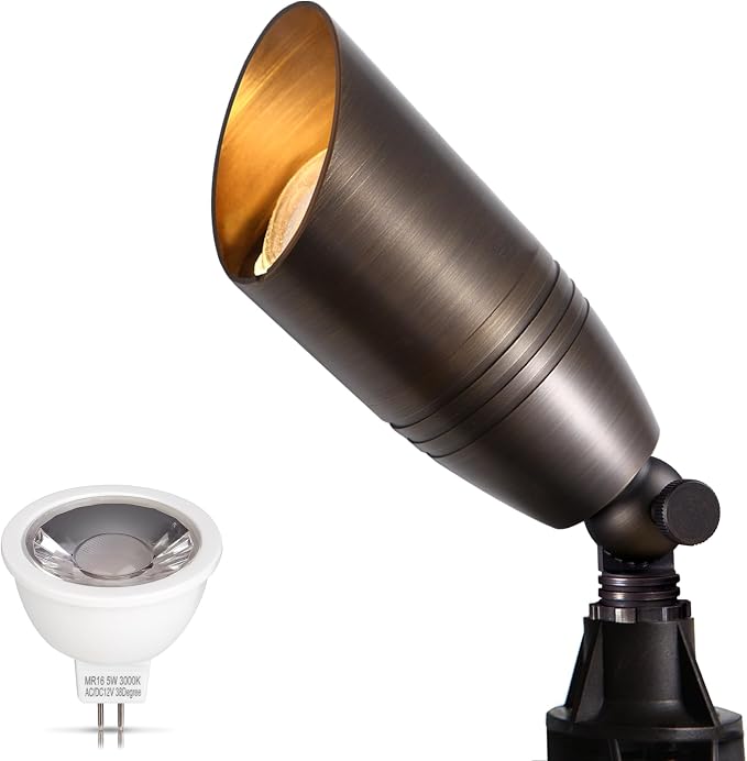 Gardencoin Solid Brass Outdoor Landscape Spotlight, 12V LED Low Voltage Spot by Gardencoin