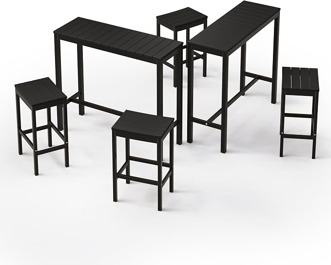 Outdoor Bar Stools Set of 2, 26 Inch Black HDPS Top and Bronze Leg Patio - Image 6