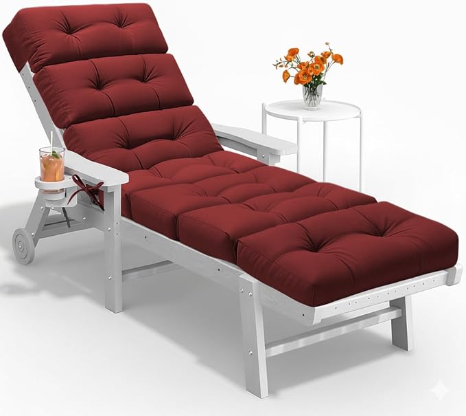 All Weather Chaise Lounge Cushions Outdoor 74.4 x 22 x 4 Inches Lounge Chair by Tycdiose