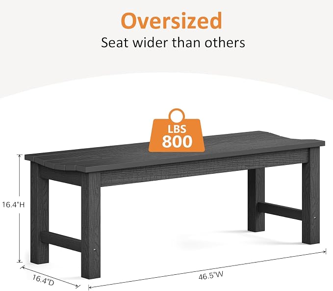 Outdoor Bench, 2-Person Patio Backless Bench Holds up to 800lbs, Weatherproof - Image 3