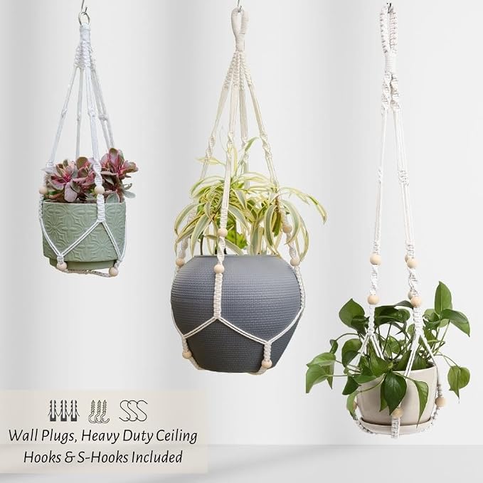 3 Pack Macrame Plant Hanger, Hanging Planters - Image 2