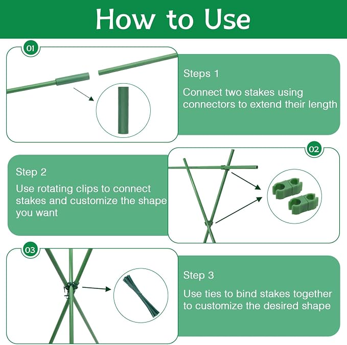 Garden Stakes 17Inch 20Pack, DIY Tall Plant Support Stakes of 4Ft, HAINANSTRY - Image 4