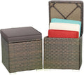 MEDIMALL Patio Wicker Ottoman Set of 2, Rattan Side Table w/Storage, Footstool by MEDIMALL