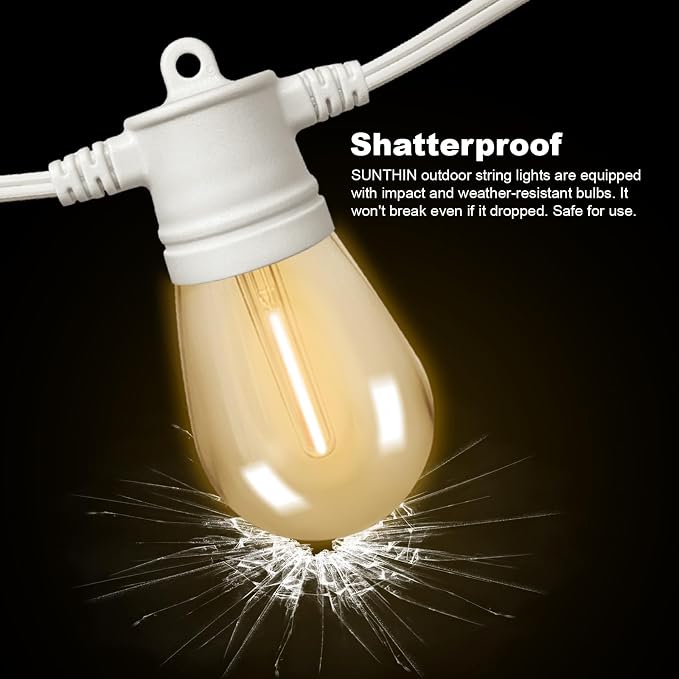 SUNTHIN White Outdoor String Lights, 96FT White Patio Lights - Image 4