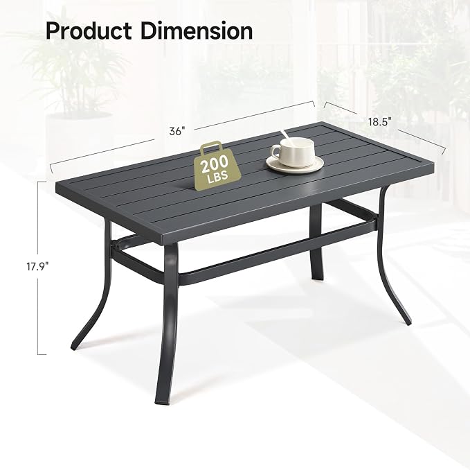 ONBRILL Small Metal Outdoor Coffee Side Table, Steel Coffee Tables - Image 3