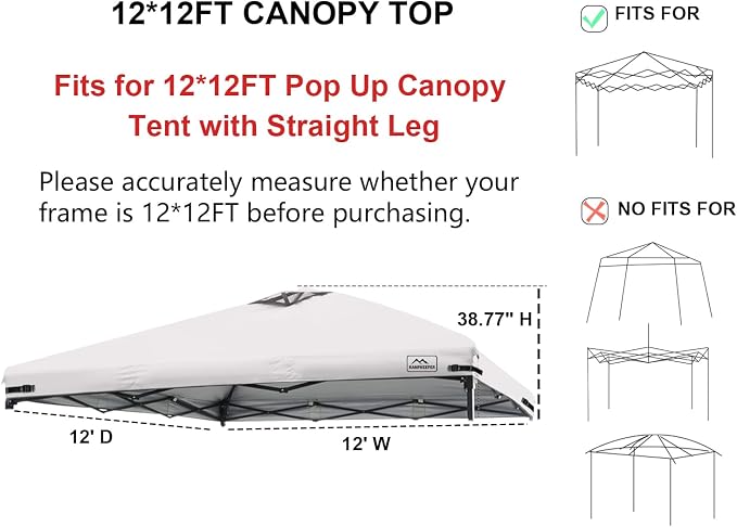 KAMPKEEPER Replacement Top Pop Up Canopy Tent Cover Roof - Image 2