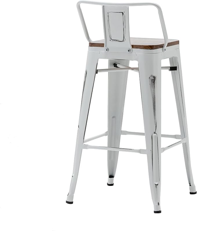 Alunaune 30" Metal Bar Stools Set of 4 Counter Height Barstools Industrial - Image 8