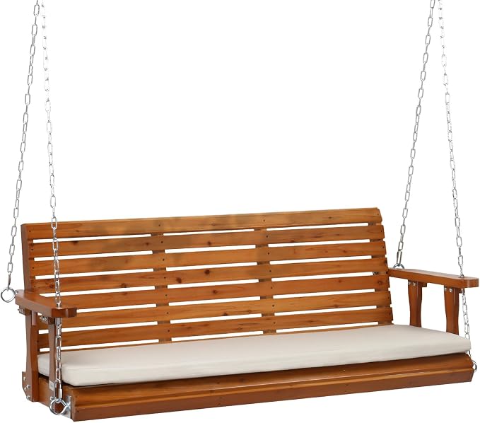VINGLI Heavy Duty 880 LBS Patio Wooden Porch Swing Outdoor by VINGLI