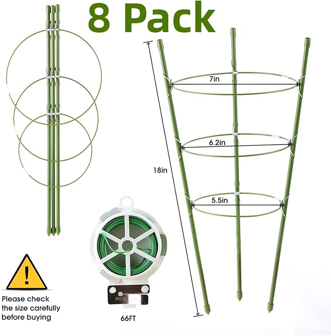 8 Pack Tomato Cage Plant Support Cages - Image 2