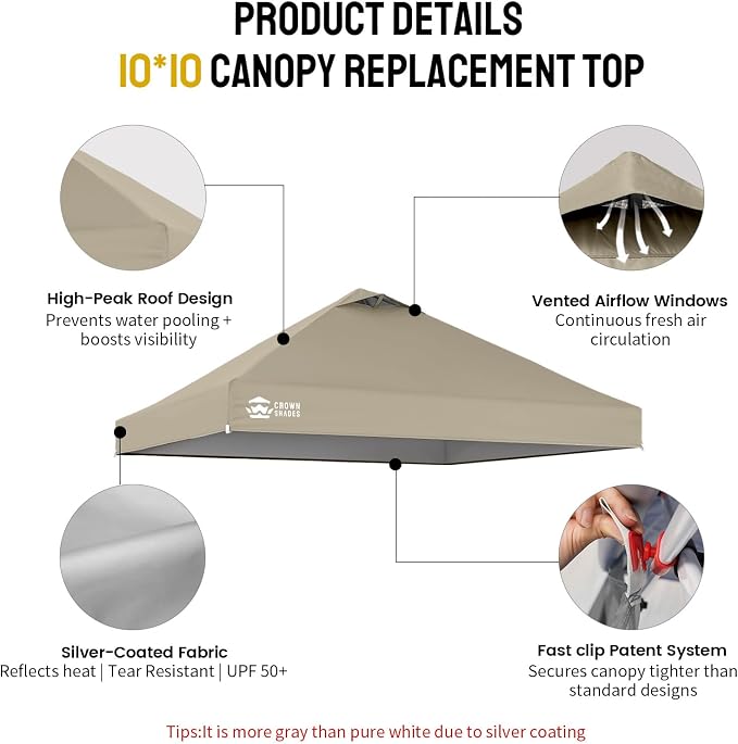 CROWN SHADES 10x10 Canopy Replacement Top - Image 4