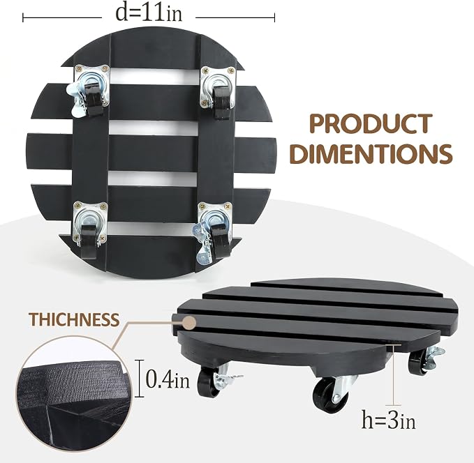 2 Pack Plant Stand with Wheels, Plant Caddies with 360° Lockable Smooth Sliding - Image 6