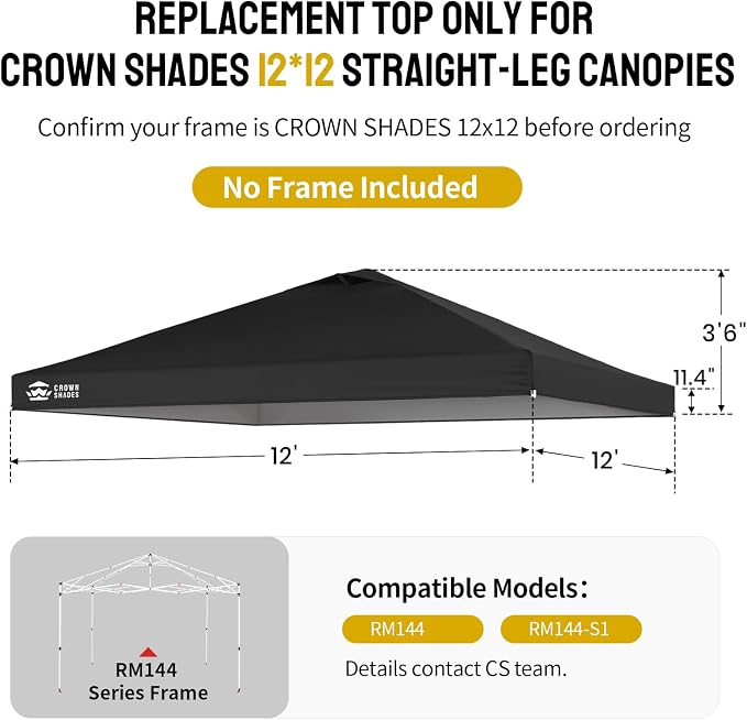 CROWN SHADES 12x12 Canopy Replacement Top - Image 3