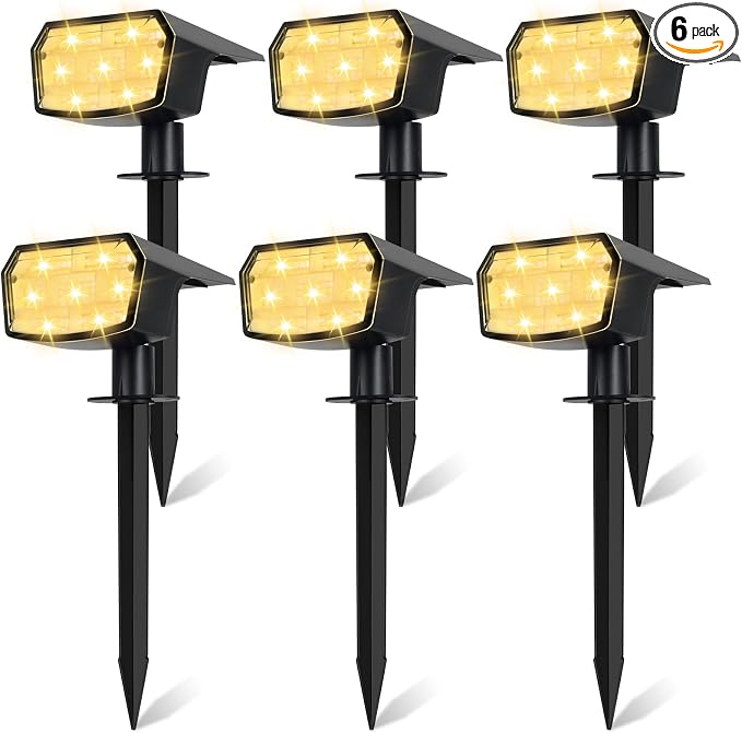 Sucolite 6-Pack Solar Spot Lights Outdoor Waterproof IP65, 3 Lighting Modes by Sucolite