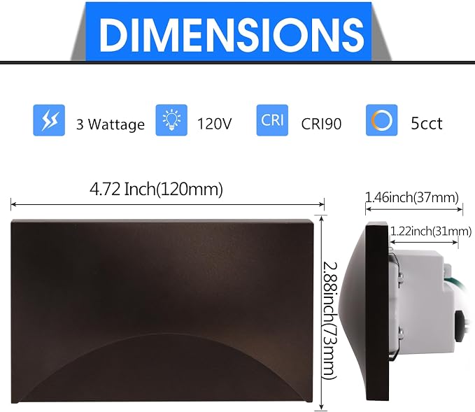 Energetic 5CCT 120V LED Indoor Outdoor Step Lights, - Image 4