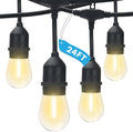 LUXRITE 24FT LED Outdoor String Lights, Commercial Grade Waterproof, 12 Edison by LUXRITE