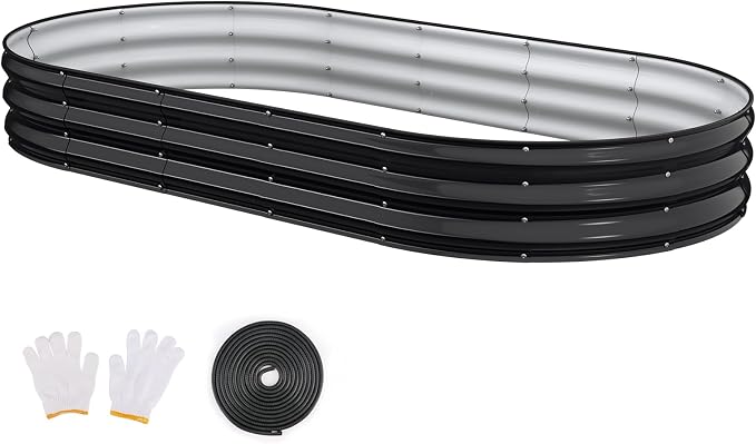 Raised Garden Bed, Oval Metal Planter Box by Patiobay