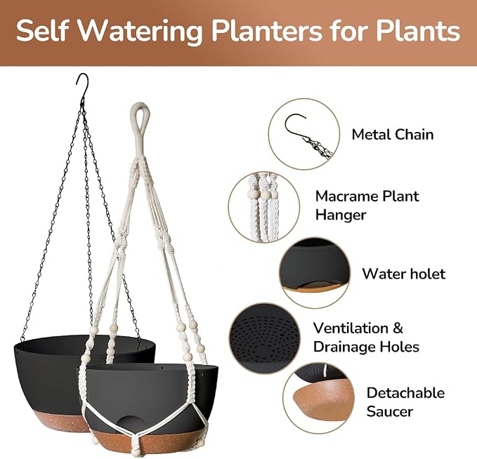 12 Inch Hanging Baskets for Plants Outdoor, Hanging Planters for Indoor Outdoor - Image 4