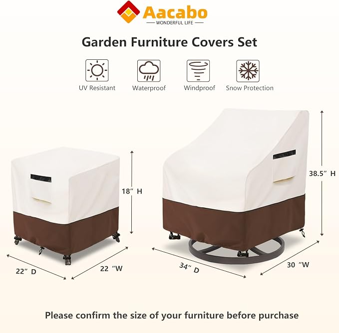 Patio Furniture Set Covers for 3 Piece Outdoor Bistro, Waterproof 100% Outdoor - Image 2