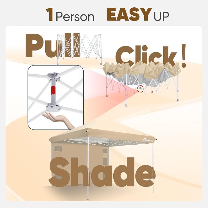 Sekey 10x10 Pop Up Canopy with Pockets Sidewall, One Push Setup Instant Outdoor - Image 2